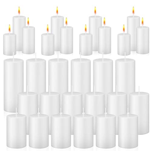 18 PCS White Pillar Candles MTLEE Bulk for Weddings & Home Decor