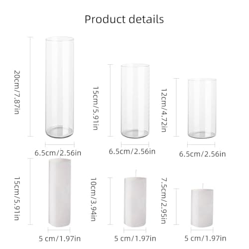 12 Pack White Pillar Candles in Glass Holders for Weddings and Decor by Sandraheer