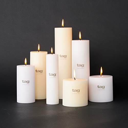 Chapel 3X12 White Pillar Unscented Paraffin Wax Candle Drip-Free 175 Hours Home Decor