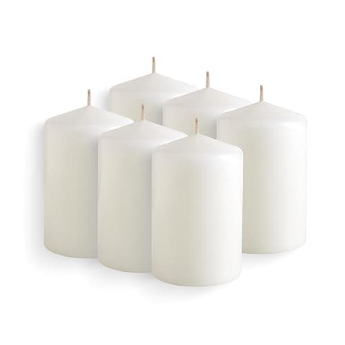 Simply Soson 6-Piece 3x4 Inch Ivory Tall Emergency Unscented Cone Tip Pillar Candles
