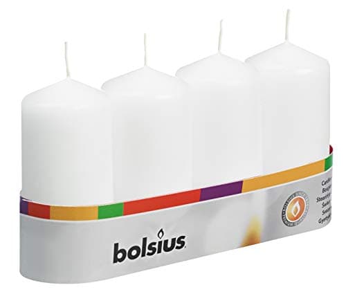 BOLSIUS 4 Pack 2x4 White Pillar Candles - Premium Quality, 20hr Burn Time