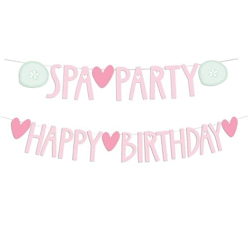 Pre-Strung Pink Happy Birthday & Spa Party Banner Set