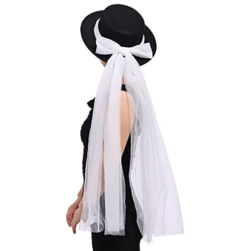 COSDREAMER Black & White Gothic Steampunk Top Hat for Party