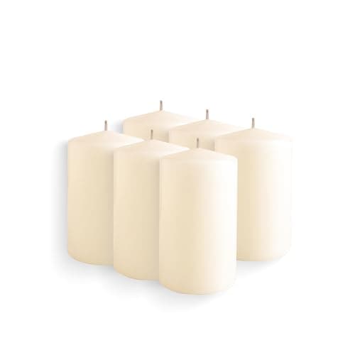6 Pack 2.5x4 Inch Ivory Pillar Candles, Emergency Tall Wax Unscented Candles