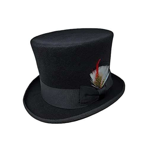 Shahin Differenttouch Victorian Black Wool Felt Hat, Size Large