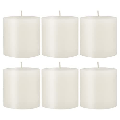 Stonebriar White Tall Pillar Candles, 6 Pack, 3x8 Inch, 110 Hour Burn Time