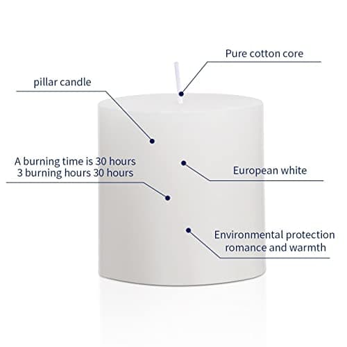 Handpoured 3×3 White Pillar Candles Set of 3 Smokeless Home Decor