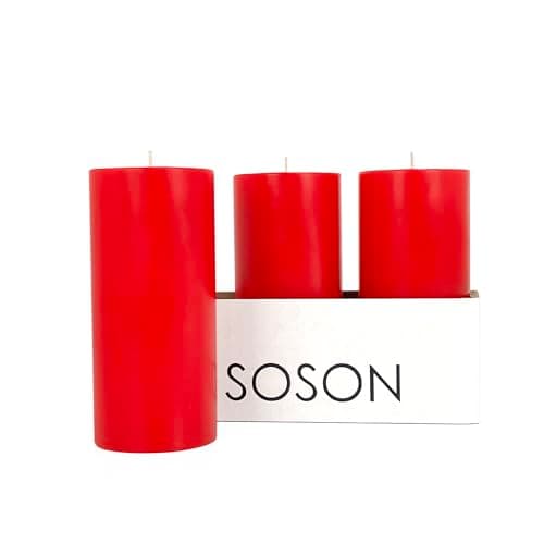 Simply Soson 3-Pack 3x6 Inch Unscented White Pillar Candles, Dripless, Perfect for Weddings, Parties & Home Decor