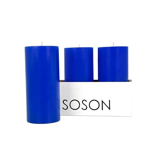 Soson Set of 3 White Pillar Candles - Unscented Large Candles - Home Wedding Decor