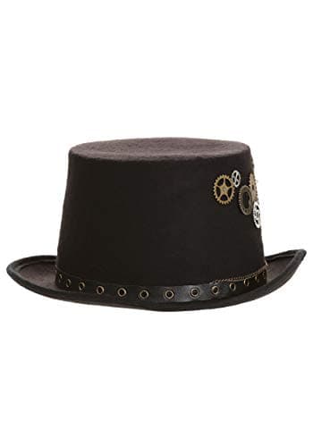 Steampunk Top Hat with Faux Leather Band and Metal Gears