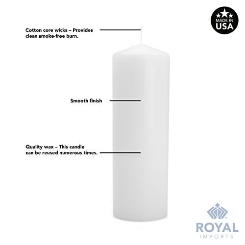 Set of 12 White Unscented Pillar Candles – 3x3 Inch, 30 Hours Burn Time for Weddings, Parties, and Home Decor