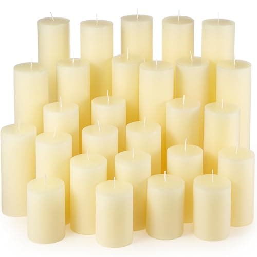 Shihanee 36 Pcs Christmas Pillar Candles – Ivory White