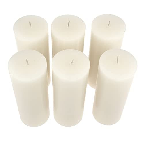 Stonebriar White Tall Pillar Candles, 6 Pack, 3x8 Inch, 110 Hour Burn Time