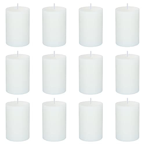 12 Pack 2x3 Inch Smokeless Dripless White Pillar Candles for Home & weddings
