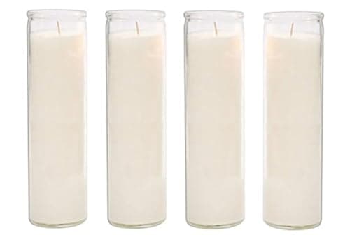 Brilux Classic White Glass Candles, Set of 4, 8-INCHES