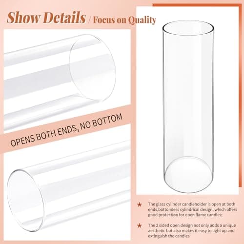 Showgeous 6 PCS Clear Glass Hurricane Candle Holders, D:2.5" H:14"