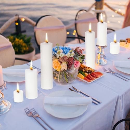 Shihanee 54 Pcs White Pillar Candle Bulk Set for Home Decor