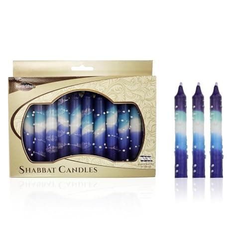Safed 12-Pack Harmony Violet Shabbat Candles - Dripless & Traditional (SC-SHHR-V)