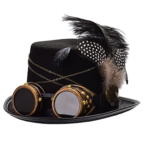 GRACEART Steampunk Top Hats with Goggles for All