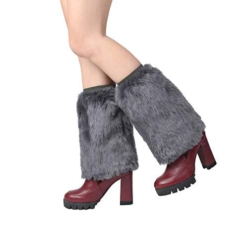 JANFINE Women's Furry Faux Rabbit Leg Warmers Winter Cuffs