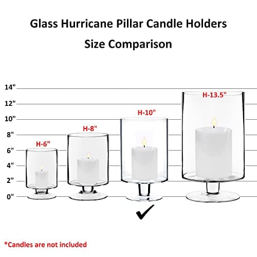CYS EXCEL Glass Hurricane Pillar Candle Holder, Multiple Size Choices