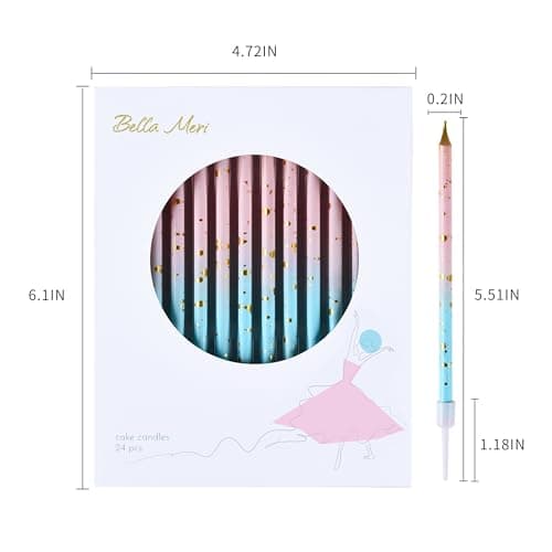 Bella Meri Pink Blue Gold Long Birthday Candles