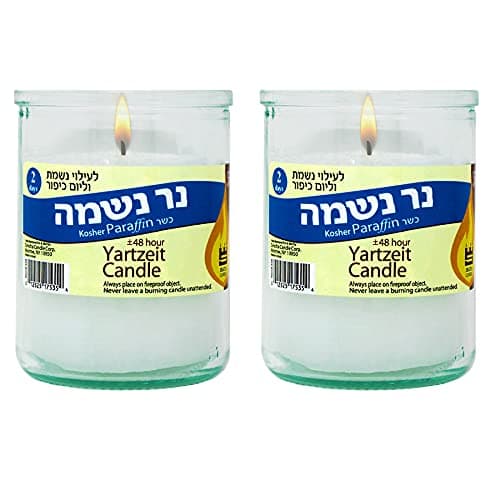 Memorial Candles for Jewish Yahrzeit and Shiva - 2 Pack