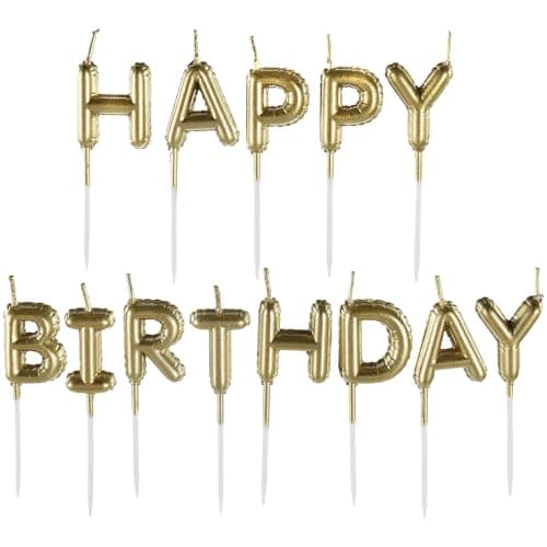 Gold Birthday Balloon Candles - 13 Pieces, 2.25"