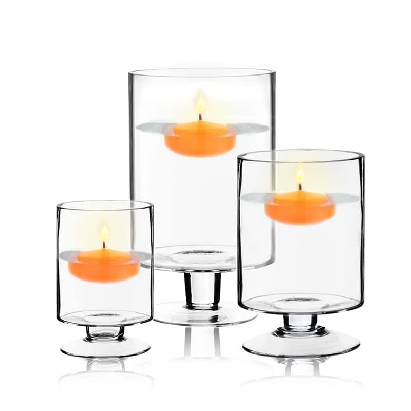 CYS EXCEL 3 PCS Glass Hurricane Candle Holders | Stemmed Cylinder Vases