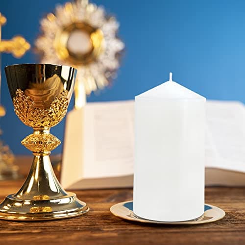 3 Pack White Pillar Candles, 4, 6, & 8 Inches, Handmade Decor for Home, Wedding, Dinner, Church