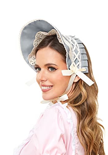 KUOIN Victorian Lace Bonnet Hat for Women Colonial Sun Cap