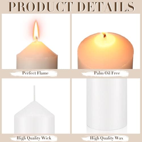 MTLEE Set of 40 White 2x4 Inch Dripless Unscented Large Burn Clean Smokeless Dinner candles