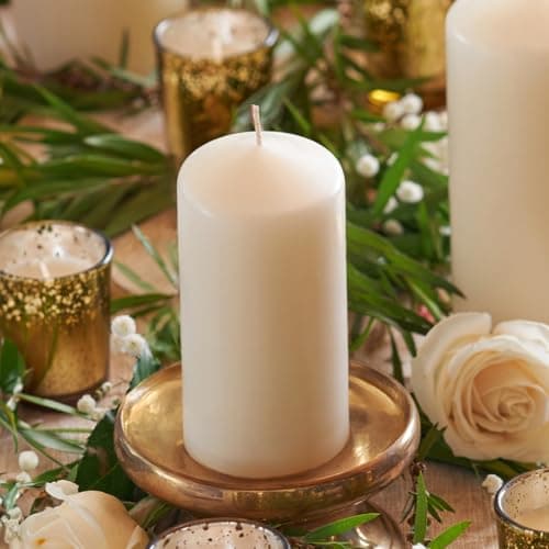 6 Pack 2.5x4 Inch Ivory Pillar Candles, Emergency Tall Wax Unscented Candles