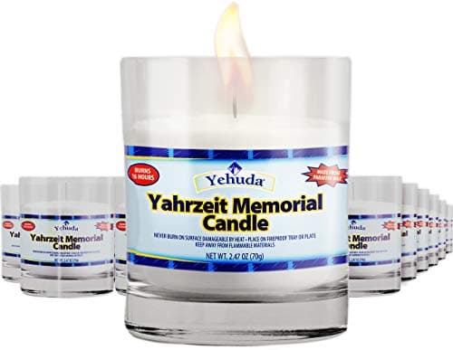 Yehuda Yahrzeit Memorial Candle, Glass Tumbler (24 Pack) 24 Hour Candles | Yom Kippur Candles