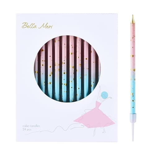 Bella Meri Pink Blue Gold Long Birthday Candles