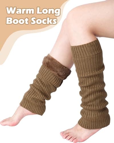 Women's Fleece Lined Leg Warmers for Winter Skating and Daily Wear