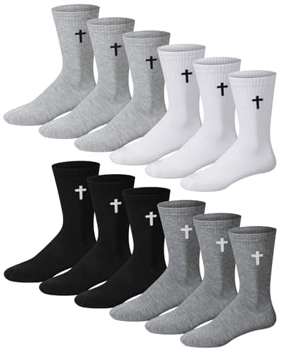 Shihanee Men's Religious Cross Crew Socks Christian Gifts