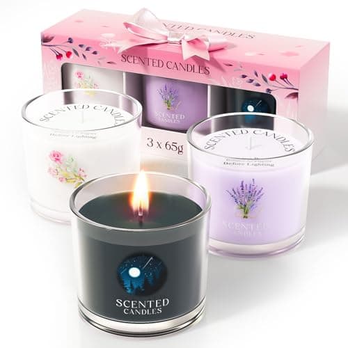 Stress Relief Scented Candle Gift Set, Pink + Purple + White