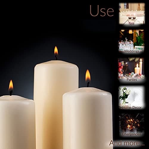 9 Pack 6 Inch Large Ivory Dripless Pillar Candles for Home Décor