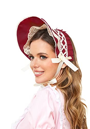KUOIN Victorian Lace Bonnet Hat for Women Colonial Sun Cap