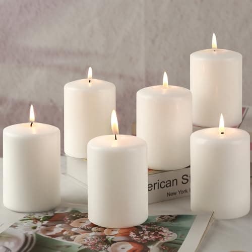 Pillar Candles Bulk - 6 Pack Unscented Pillar Candles for Emergency, Wedding, and Home Decor