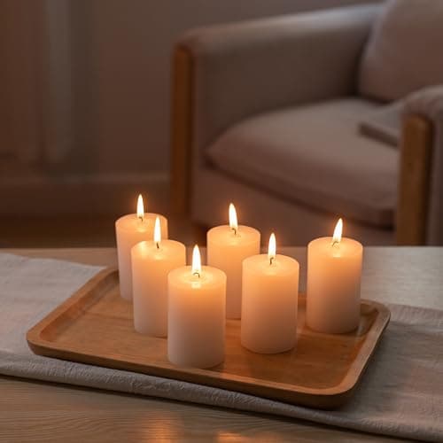 Housecret 50 Pack 2 x 3 White Pillar Candles - Hand Poured Gifts for Weddings, Birthdays, and Holidays