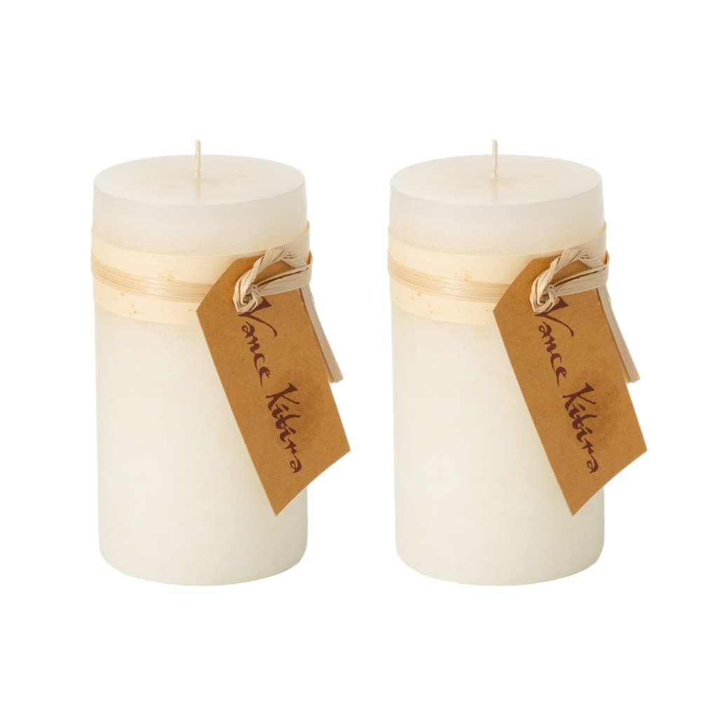 Sullivans Vance Kitira 6-Inch Off-White Unscented Pillar Candles Set of 2