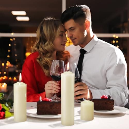 18-Piece Set of Ivory Pillar Candles for Weddings and Events