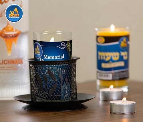 24 Hour Ner Mitzvah Beeswax Yartzeit Candle - 2 Pack Glass Jar Kosher