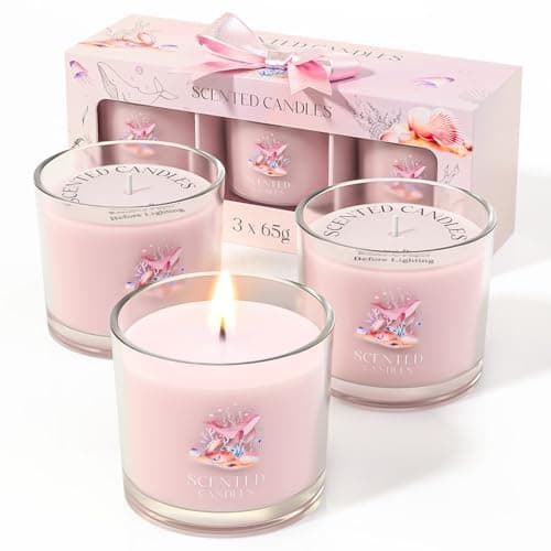 Stress Relief Scented Candle Gift Set, Pink + Purple + White