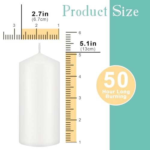 20-Pack White Pillar Candles 50 Hour Burn Time for Weddings and Parties