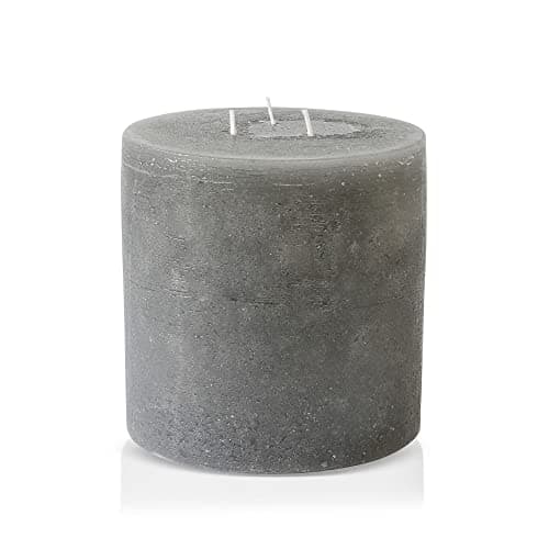 Bask Large Unscented 6-Inch 3-Wick Pillar Candles for Home and Events - White