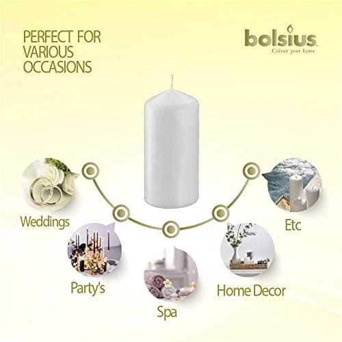 BOLSIUS 4 Pack 2x4 White Pillar Candles - Premium Quality, 20hr Burn Time