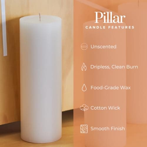 Soson Set of 3 White Pillar Candles - Unscented Large Candles - Home Wedding Decor
